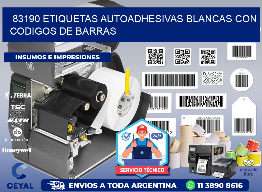 83190 etiquetas autoadhesivas blancas con codigos de barras