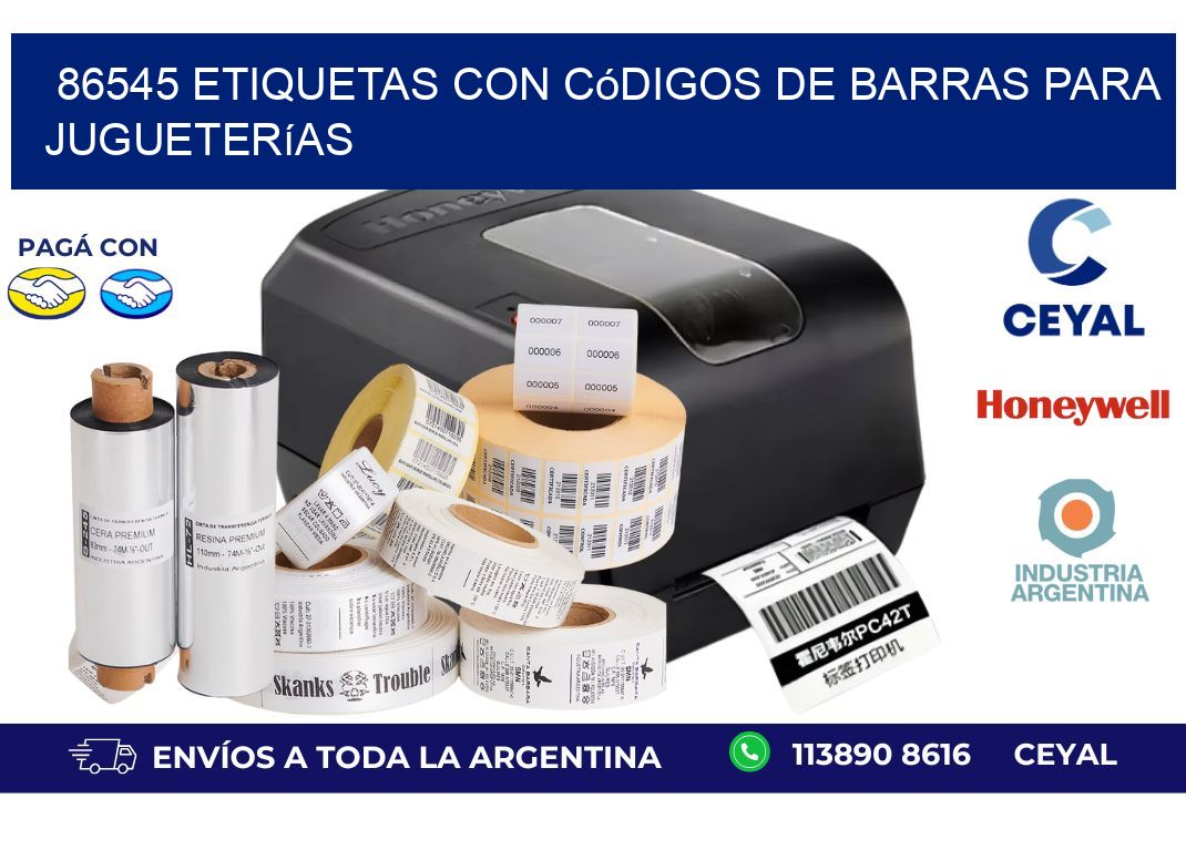 86545 etiquetas con códigos de barras para jugueterías