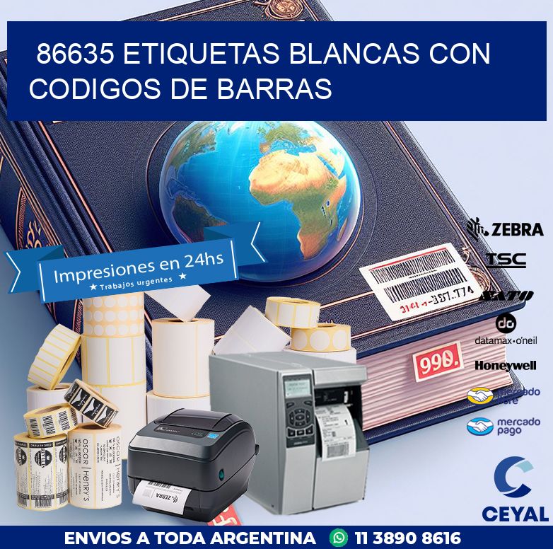 86635 etiquetas blancas con codigos de barras