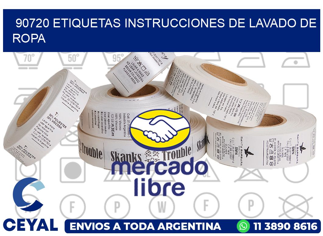 90720 etiquetas instrucciones de lavado de ropa