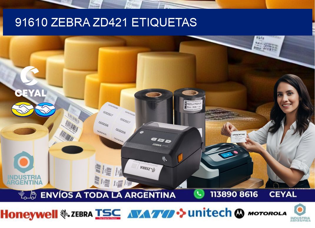 91610 Zebra ZD421 etiquetas