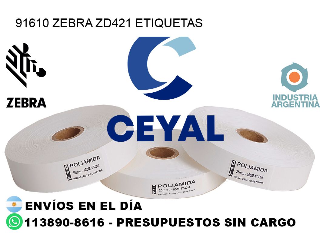 91610 Zebra ZD421 etiquetas