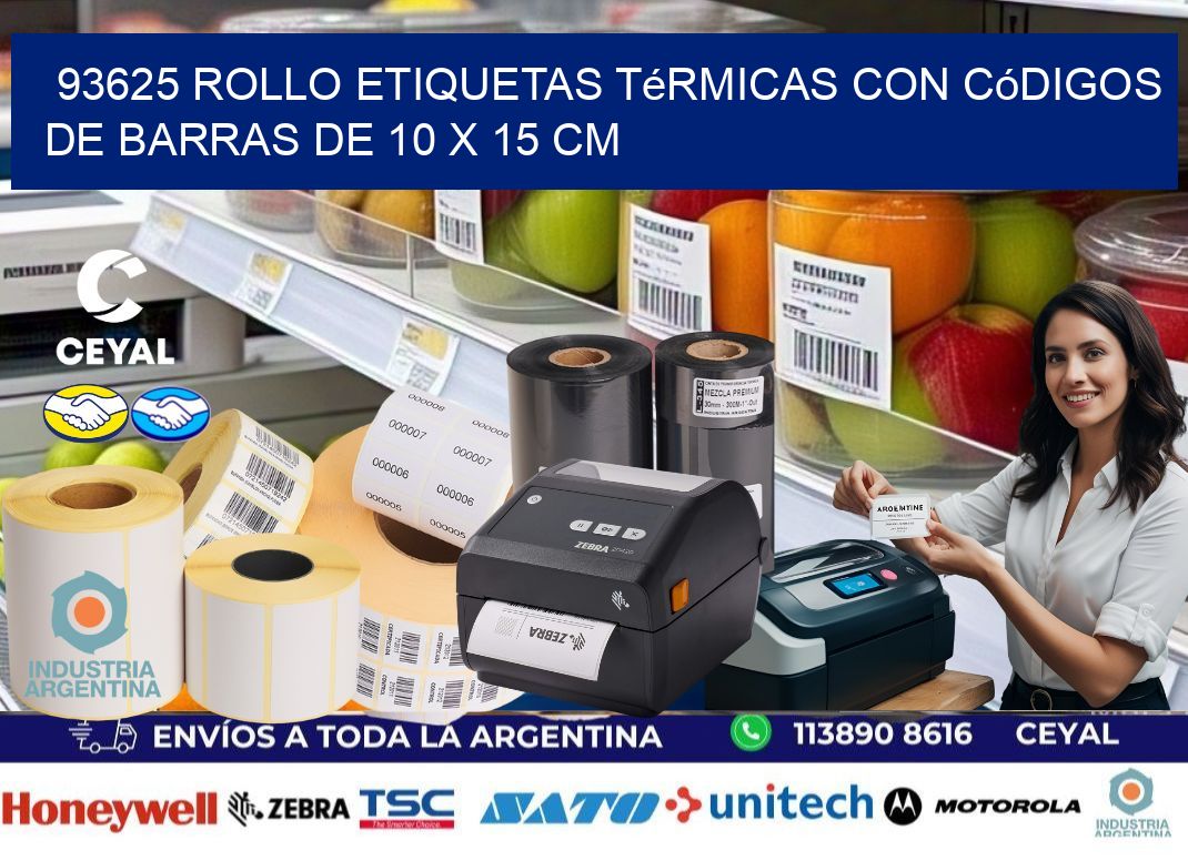 93625 Rollo etiquetas térmicas con Códigos de Barras de 10 x 15 cm