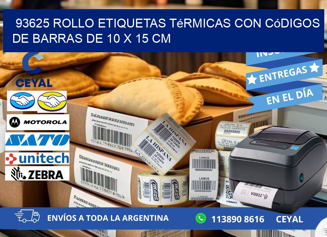 93625 Rollo etiquetas térmicas con Códigos de Barras de 10 x 15 cm