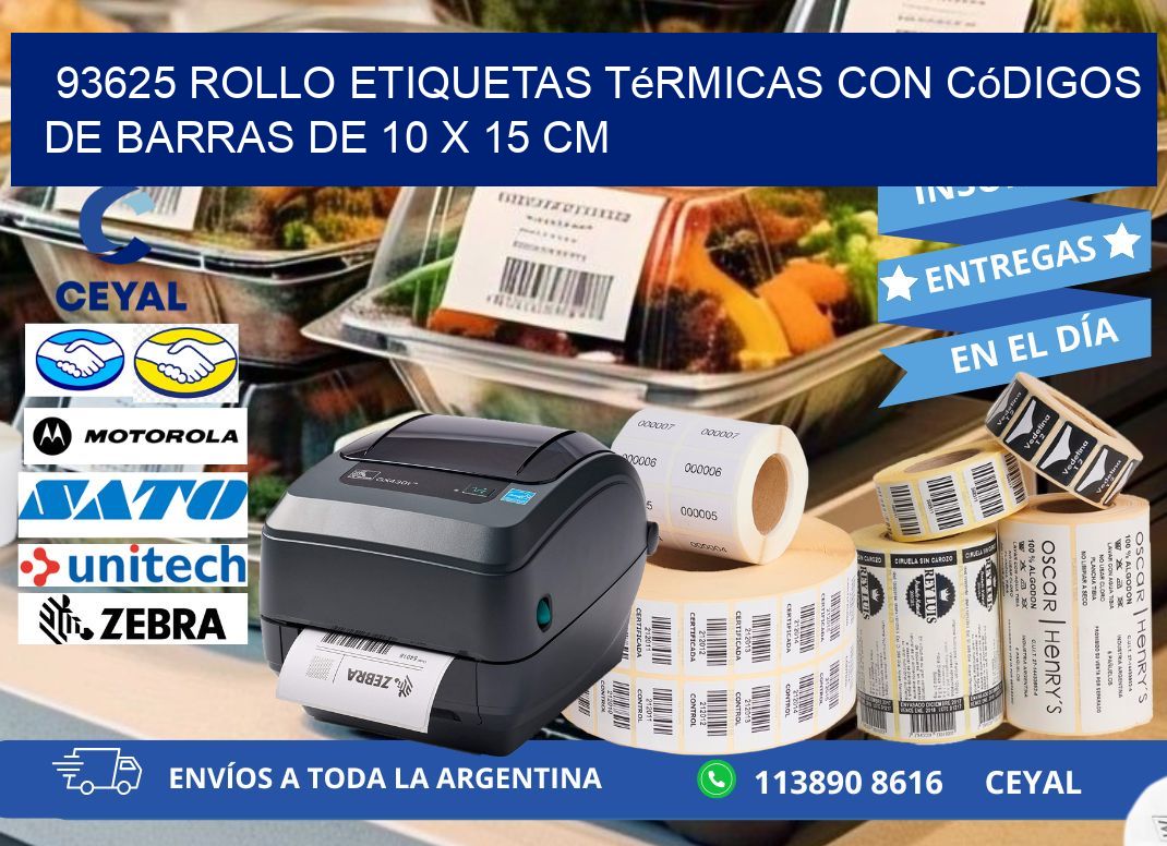 93625 Rollo etiquetas térmicas con Códigos de Barras de 10 x 15 cm