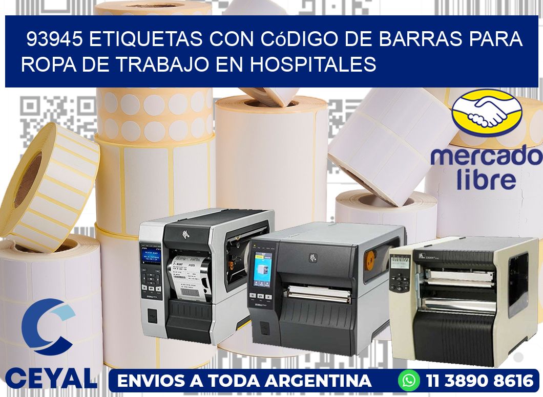 93945 Etiquetas con código de barras para ropa de trabajo en hospitales