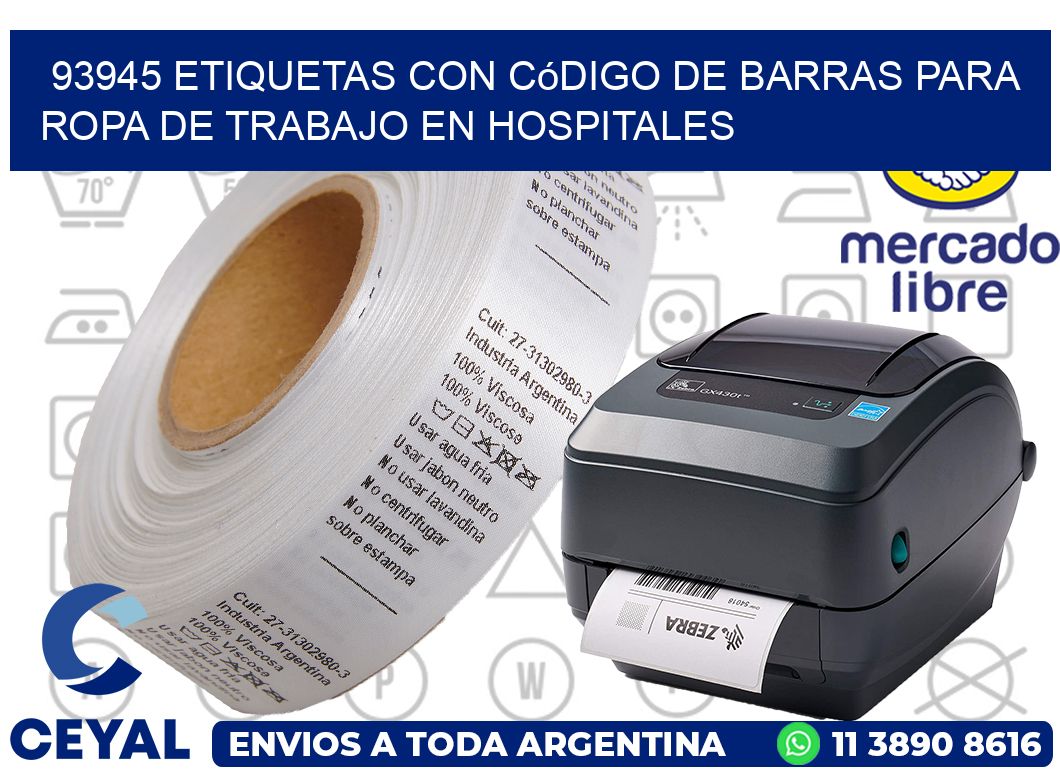 93945 Etiquetas con código de barras para ropa de trabajo en hospitales