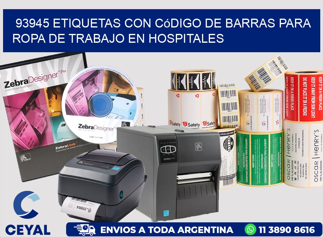 93945 Etiquetas con código de barras para ropa de trabajo en hospitales