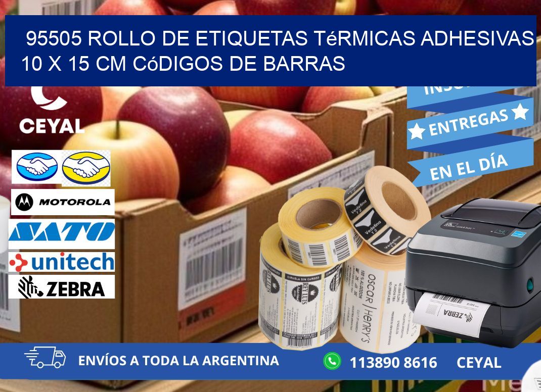 95505 Rollo de Etiquetas Térmicas Adhesivas 10 x 15 cm Códigos de Barras