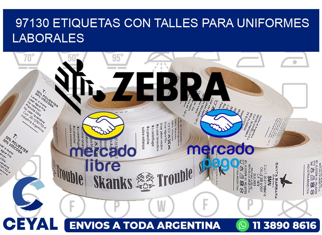 97130 etiquetas con talles para uniformes laborales