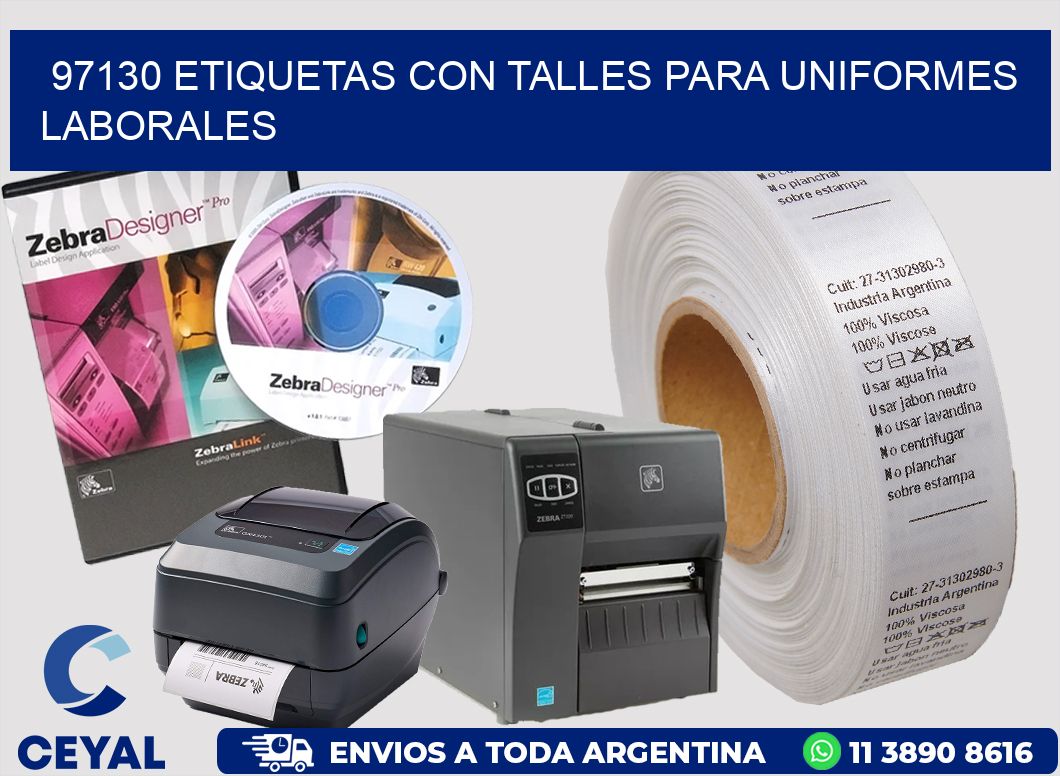 97130 etiquetas con talles para uniformes laborales