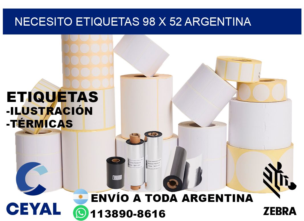 Necesito etiquetas 98 x 52 argentina