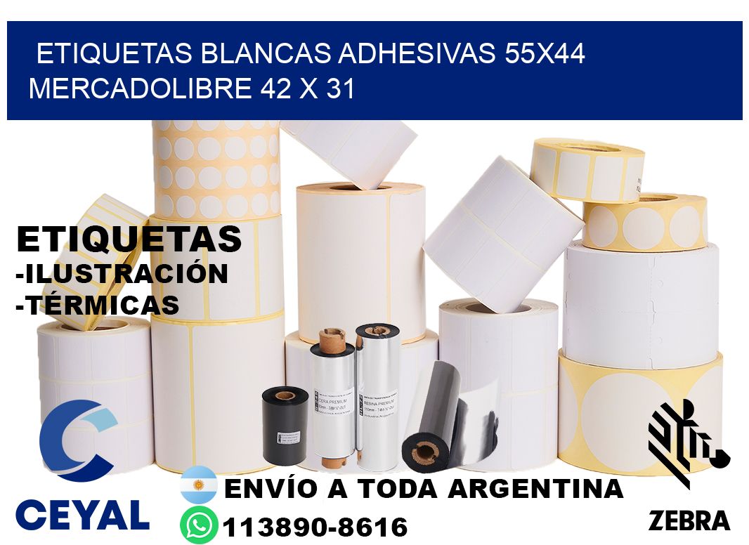 etiquetas blancas adhesivas 55x44 mercadolibre 42 x 31