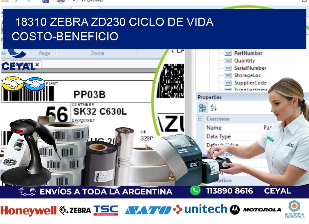 18310 Zebra ZD230 ciclo de vida costo-beneficio