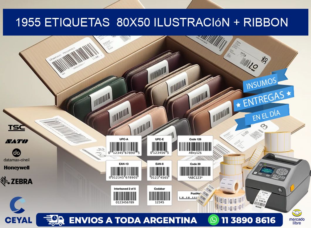 1955 etiquetas  80x50 ilustración + ribbon