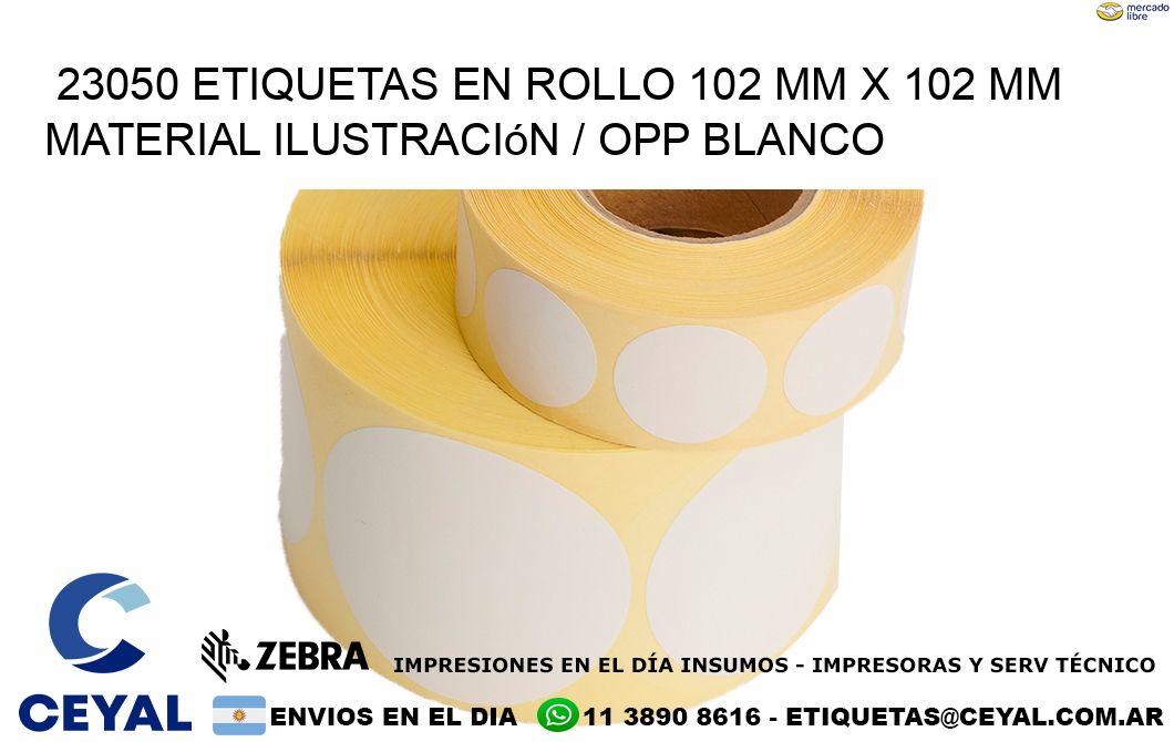 23050 Etiquetas en rollo 102 mm x 102 mm material Ilustración / OPP Blanco