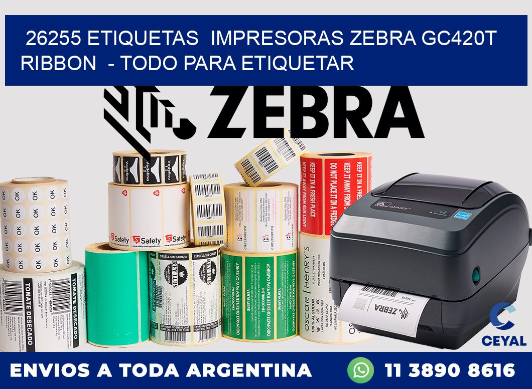 26255 etiquetas  impresoras zebra gc420t ribbon  - Todo para Etiquetar