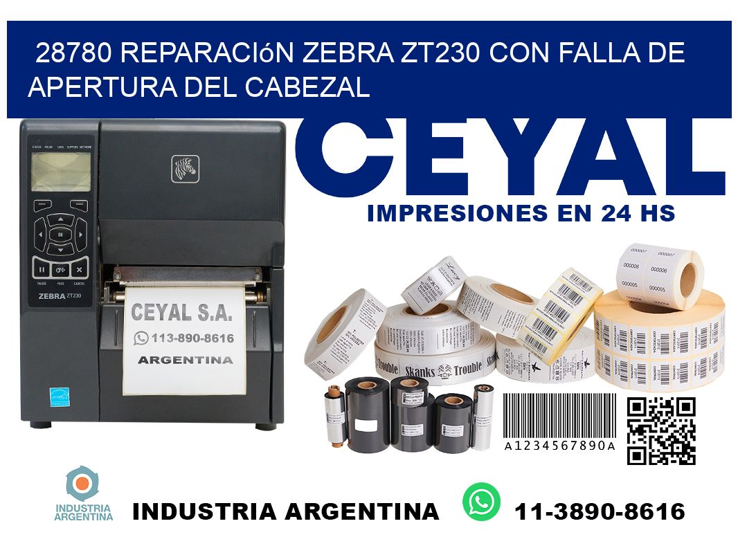 28780 reparación zebra zt230 con falla de apertura del cabezal