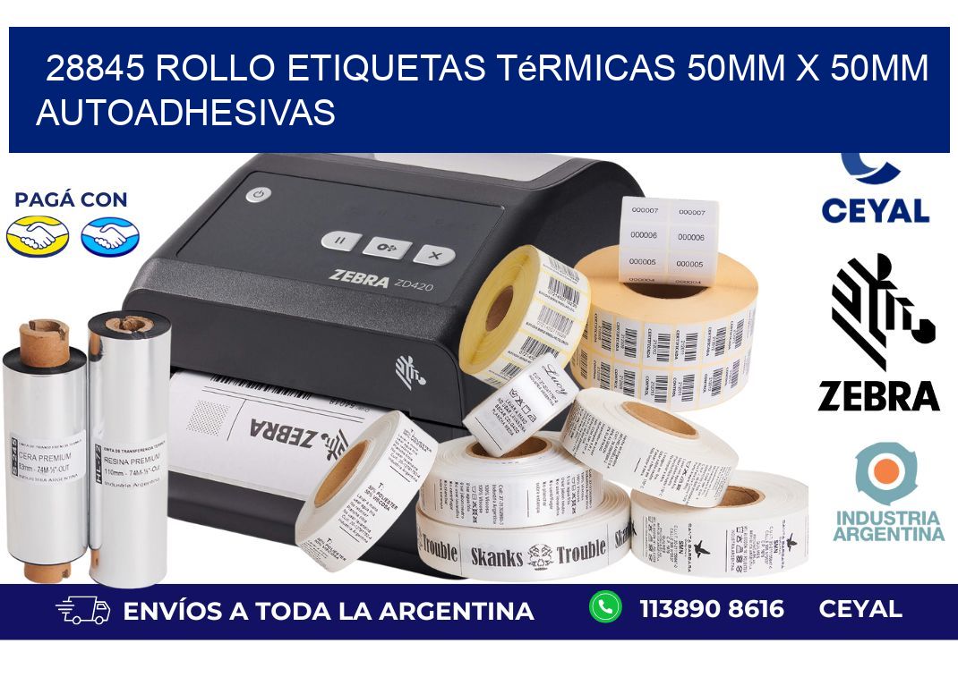 28845 Rollo Etiquetas Térmicas 50mm X 50mm Autoadhesivas