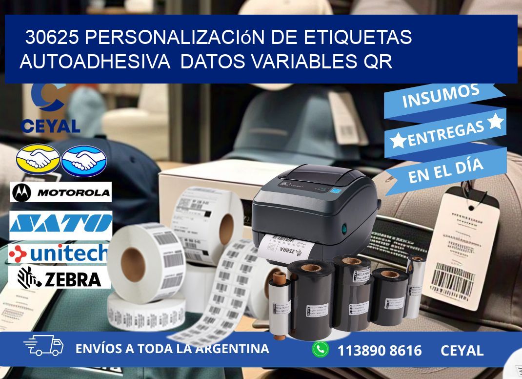 30625 Personalización de etiquetas autoadhesiva datos variables QR