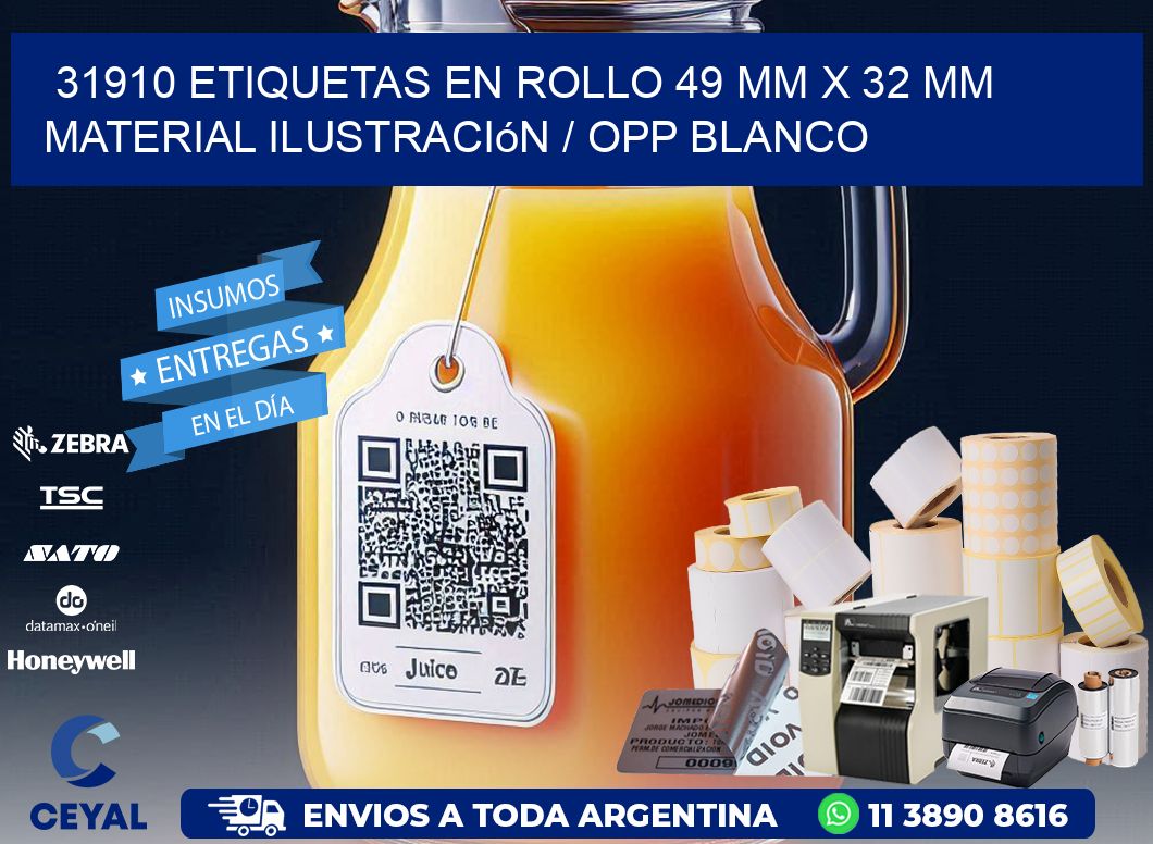 31910 Etiquetas en rollo 49 mm x 32 mm material Ilustración / OPP Blanco