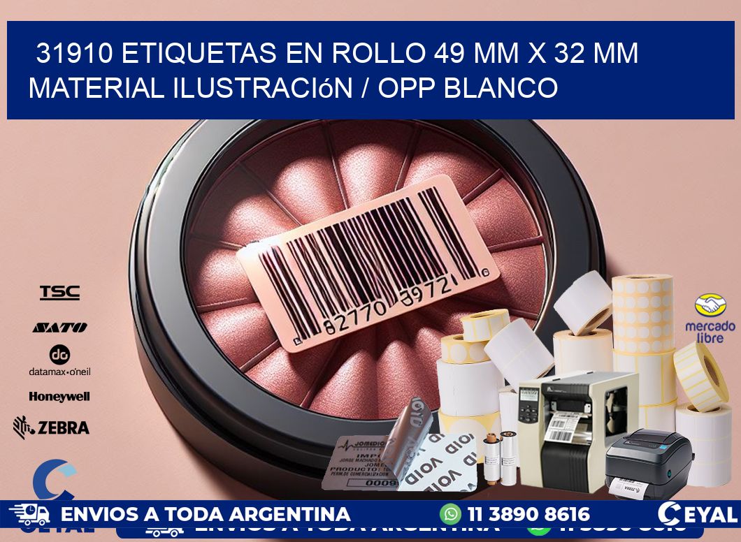 31910 Etiquetas en rollo 49 mm x 32 mm material Ilustración / OPP Blanco