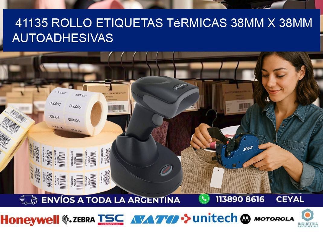 41135 Rollo Etiquetas Térmicas 38mm X 38mm Autoadhesivas