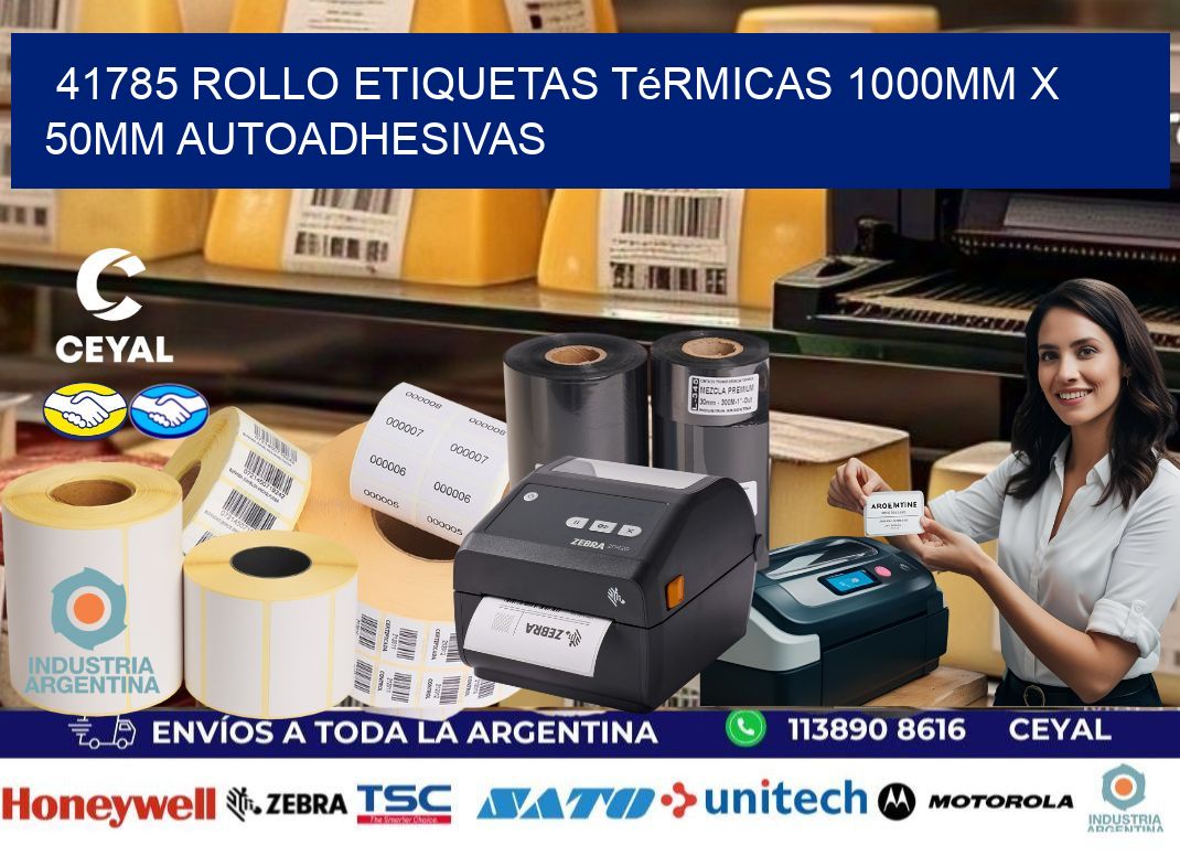 41785 Rollo Etiquetas Térmicas 1000mm X 50mm Autoadhesivas