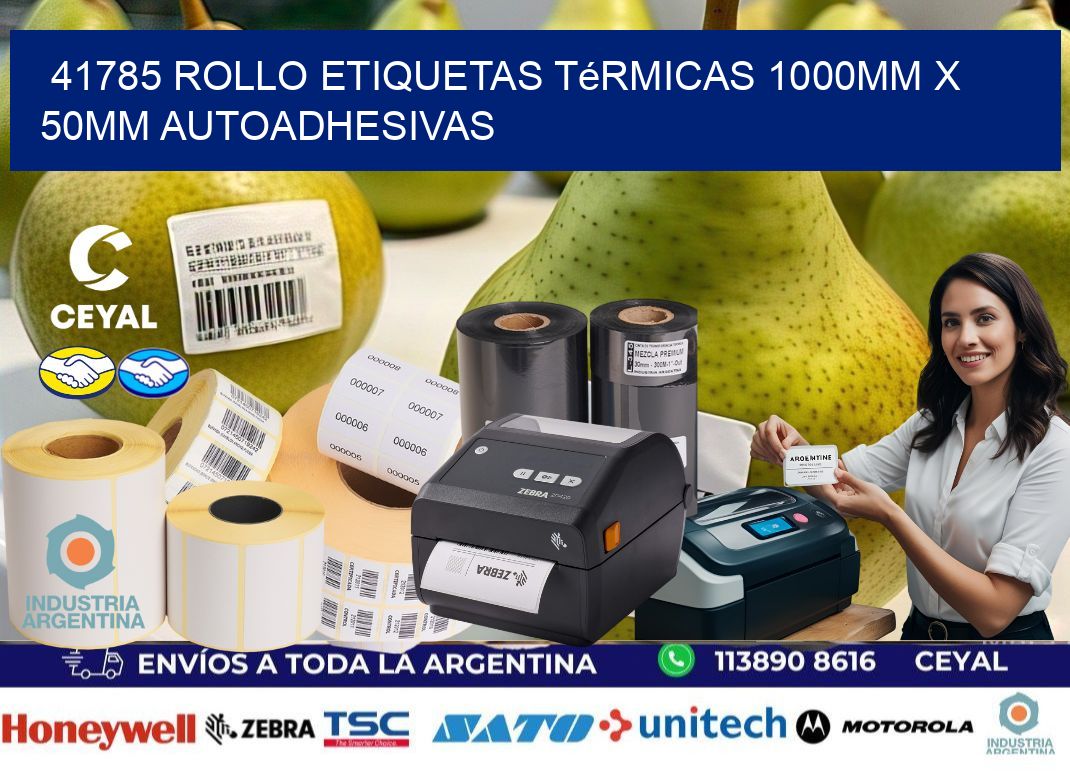 41785 Rollo Etiquetas Térmicas 1000mm X 50mm Autoadhesivas