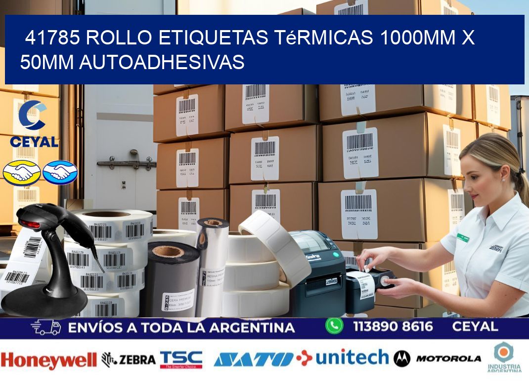 41785 Rollo Etiquetas Térmicas 1000mm X 50mm Autoadhesivas