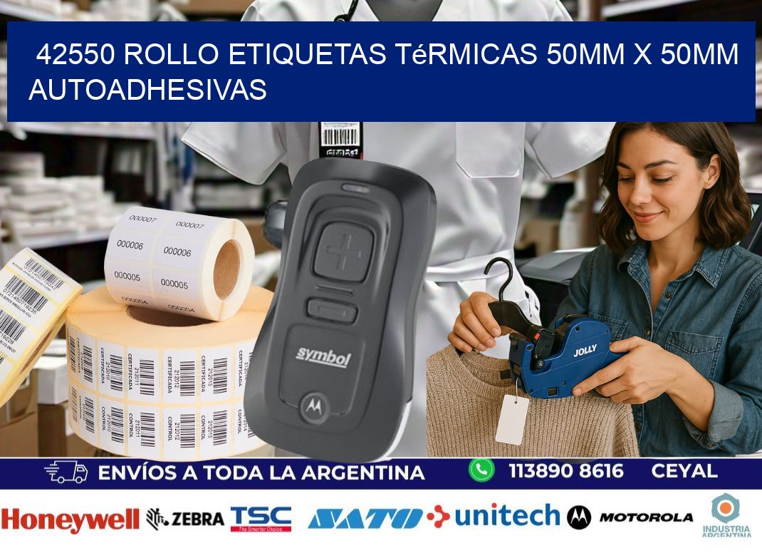 42550 Rollo Etiquetas Térmicas 50mm X 50mm Autoadhesivas