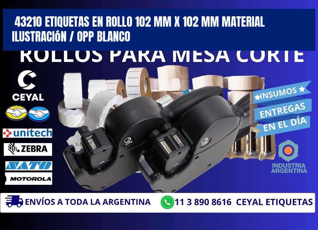 43210 Etiquetas en rollo 102 mm x 102 mm material Ilustración / OPP Blanco