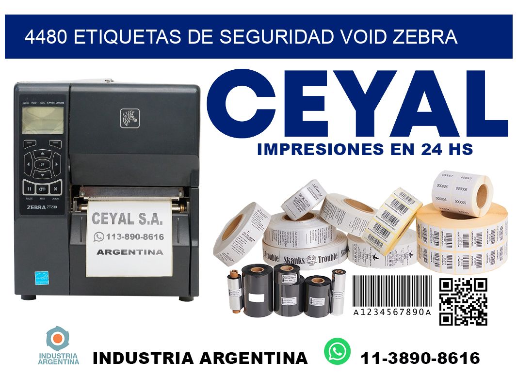 4480 etiquetas de seguridad void zebra