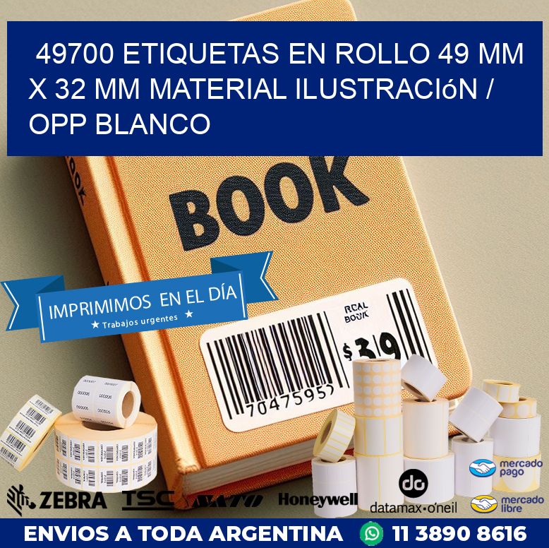 49700 Etiquetas en rollo 49 mm x 32 mm material Ilustración / OPP Blanco