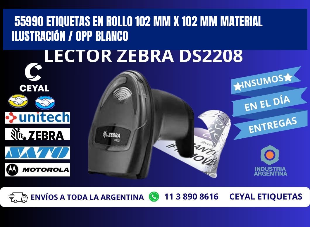 55990 Etiquetas en rollo 102 mm x 102 mm material Ilustración / OPP Blanco