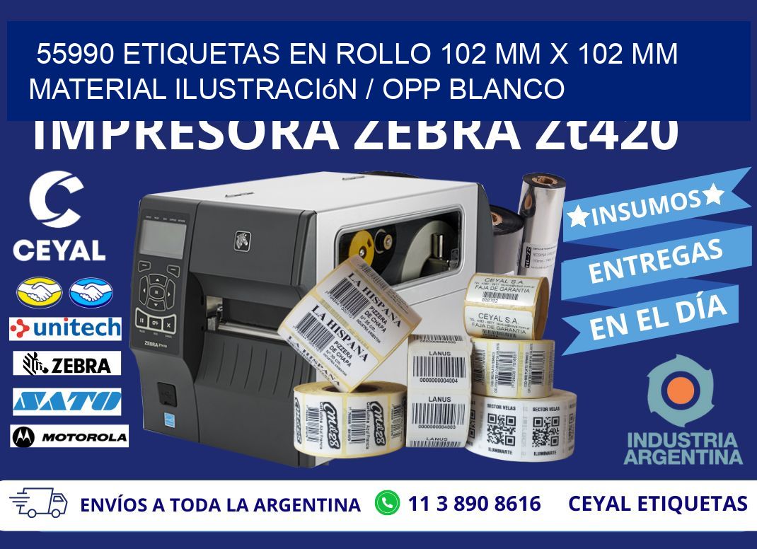 55990 Etiquetas en rollo 102 mm x 102 mm material Ilustración / OPP Blanco