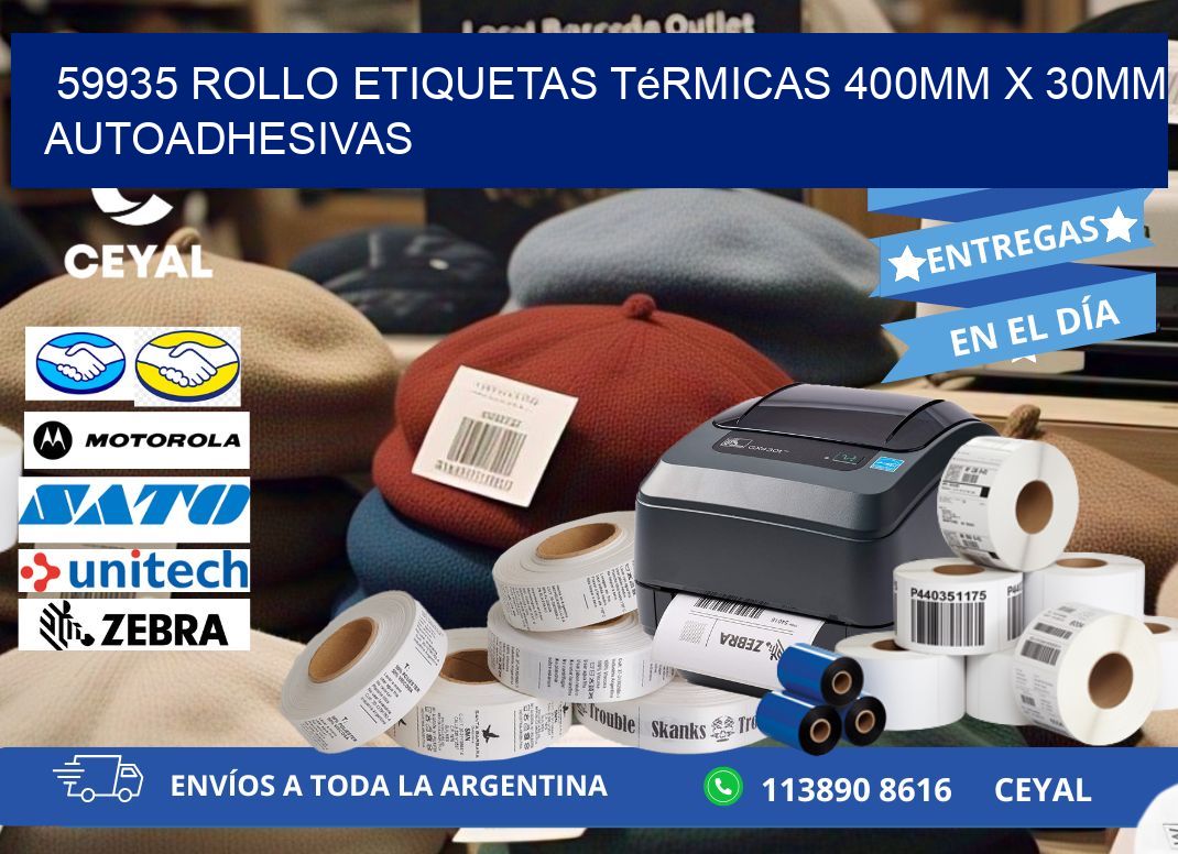 59935 Rollo Etiquetas Térmicas 400mm X 30mm Autoadhesivas