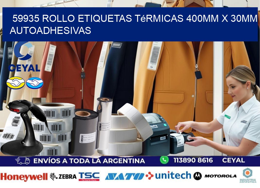 59935 Rollo Etiquetas Térmicas 400mm X 30mm Autoadhesivas