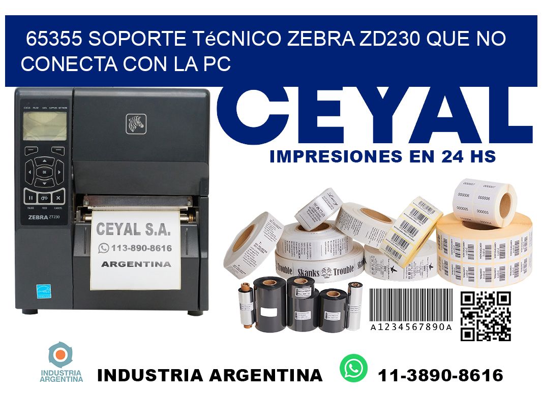 65355 soporte técnico zebra zd230 que no conecta con la pc