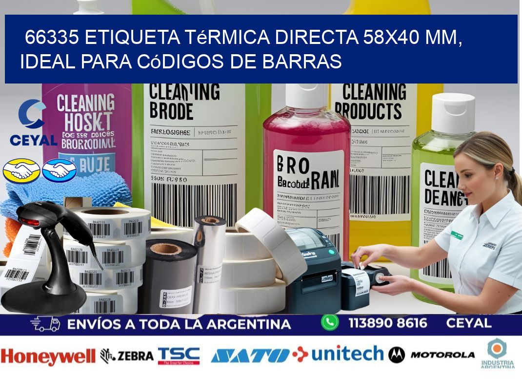 66335 Etiqueta Térmica Directa 58x40 mm, ideal para códigos de barras