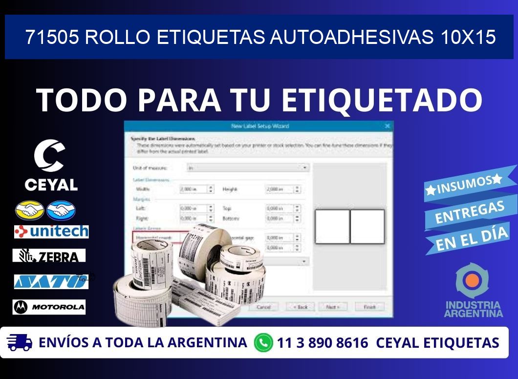 71505 Rollo Etiquetas autoadhesivas 10x15