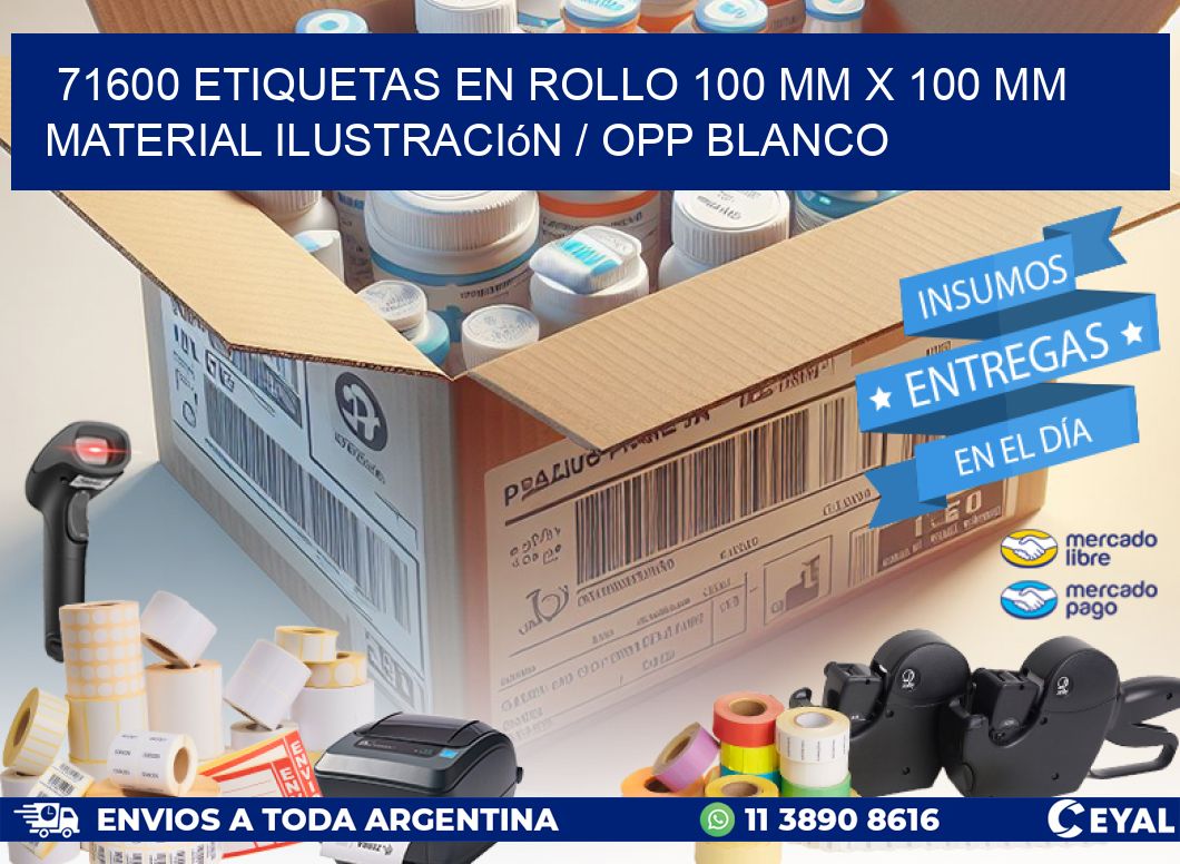 71600 Etiquetas en rollo 100 mm x 100 mm material Ilustración / OPP Blanco
