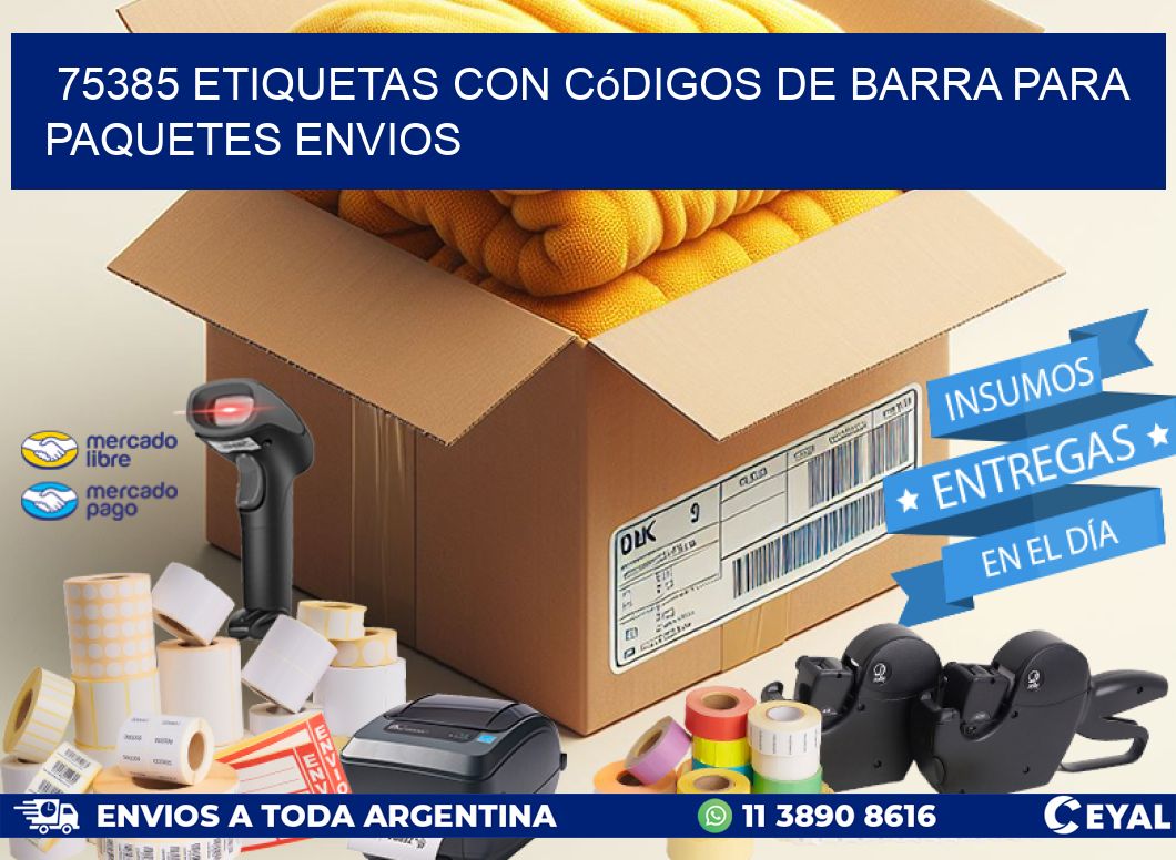 75385 etiquetas con códigos de barra para paquetes envios
