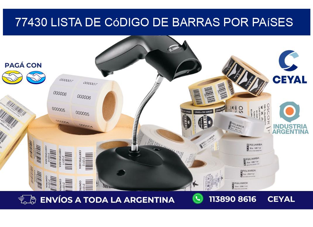 77430 Lista de código de barras por países