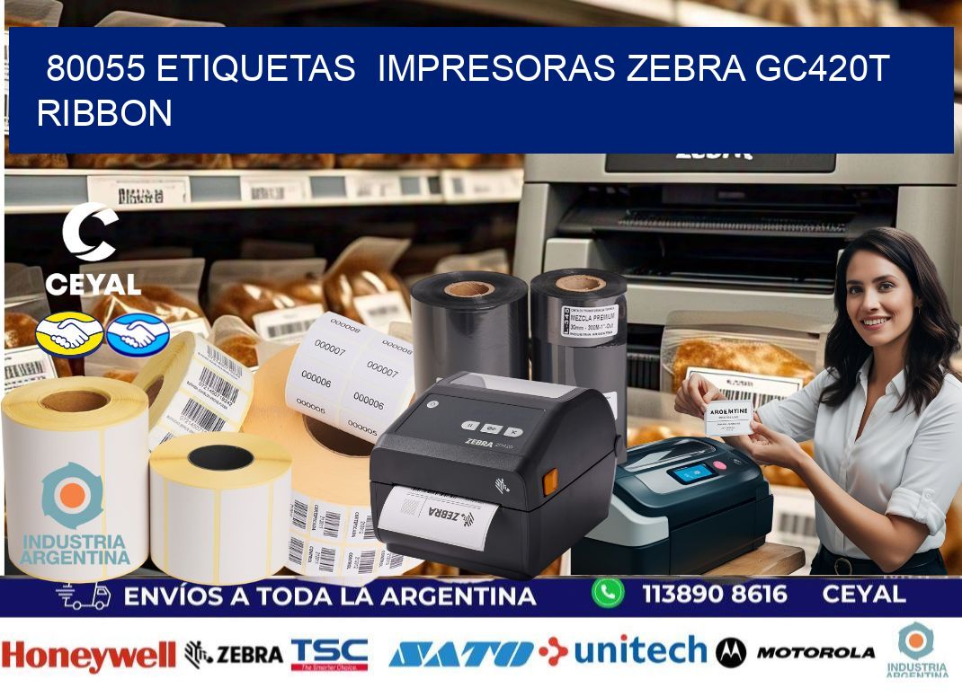 80055 etiquetas impresoras zebra gc420t ribbon