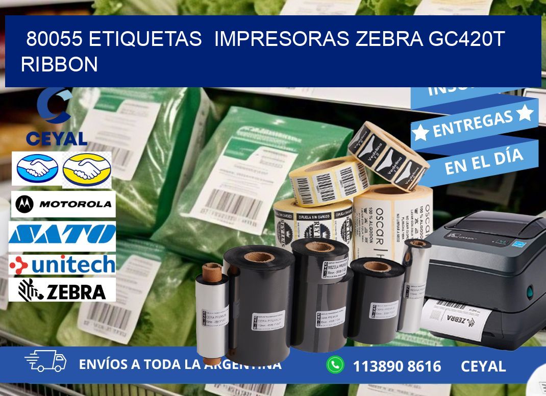 80055 etiquetas impresoras zebra gc420t ribbon