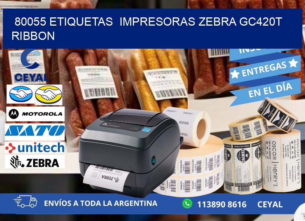 80055 etiquetas impresoras zebra gc420t ribbon
