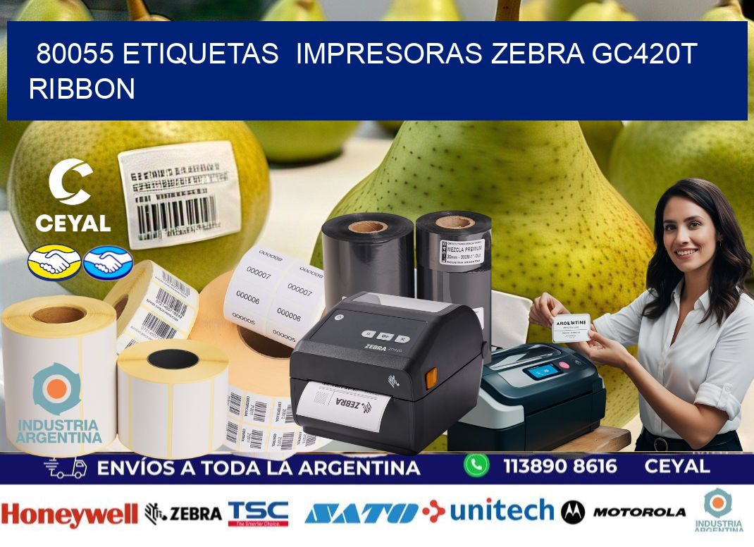 80055 etiquetas impresoras zebra gc420t ribbon