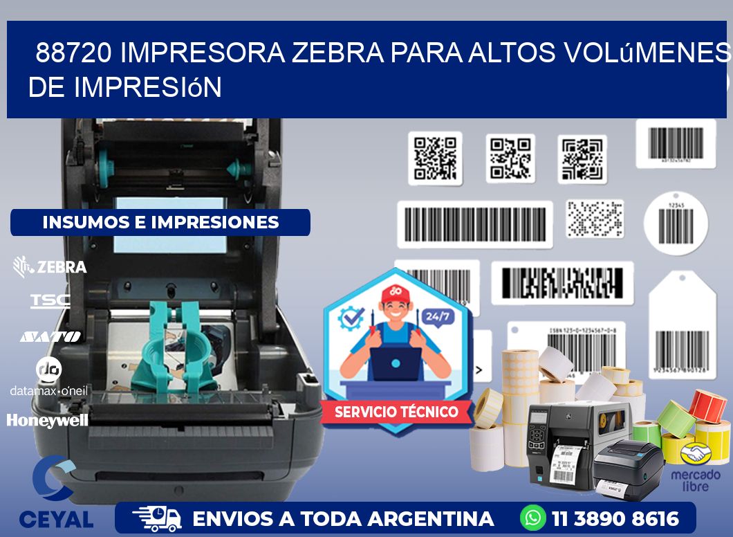 88720 impresora zebra para altos volúmenes de impresión