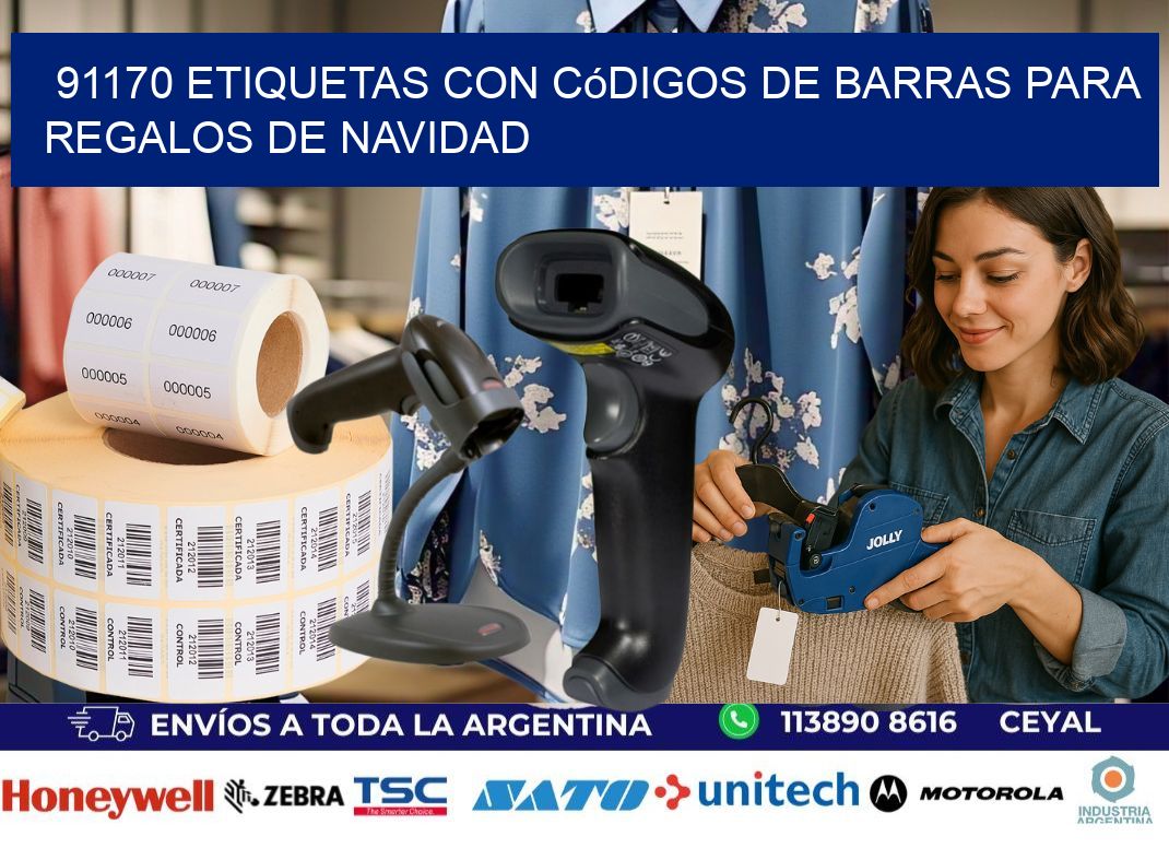 91170 etiquetas con códigos de barras para regalos de navidad